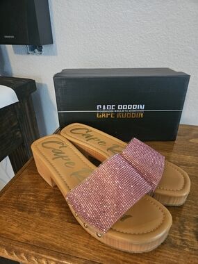Cape Robbin Pink Crystal Slide Sandals